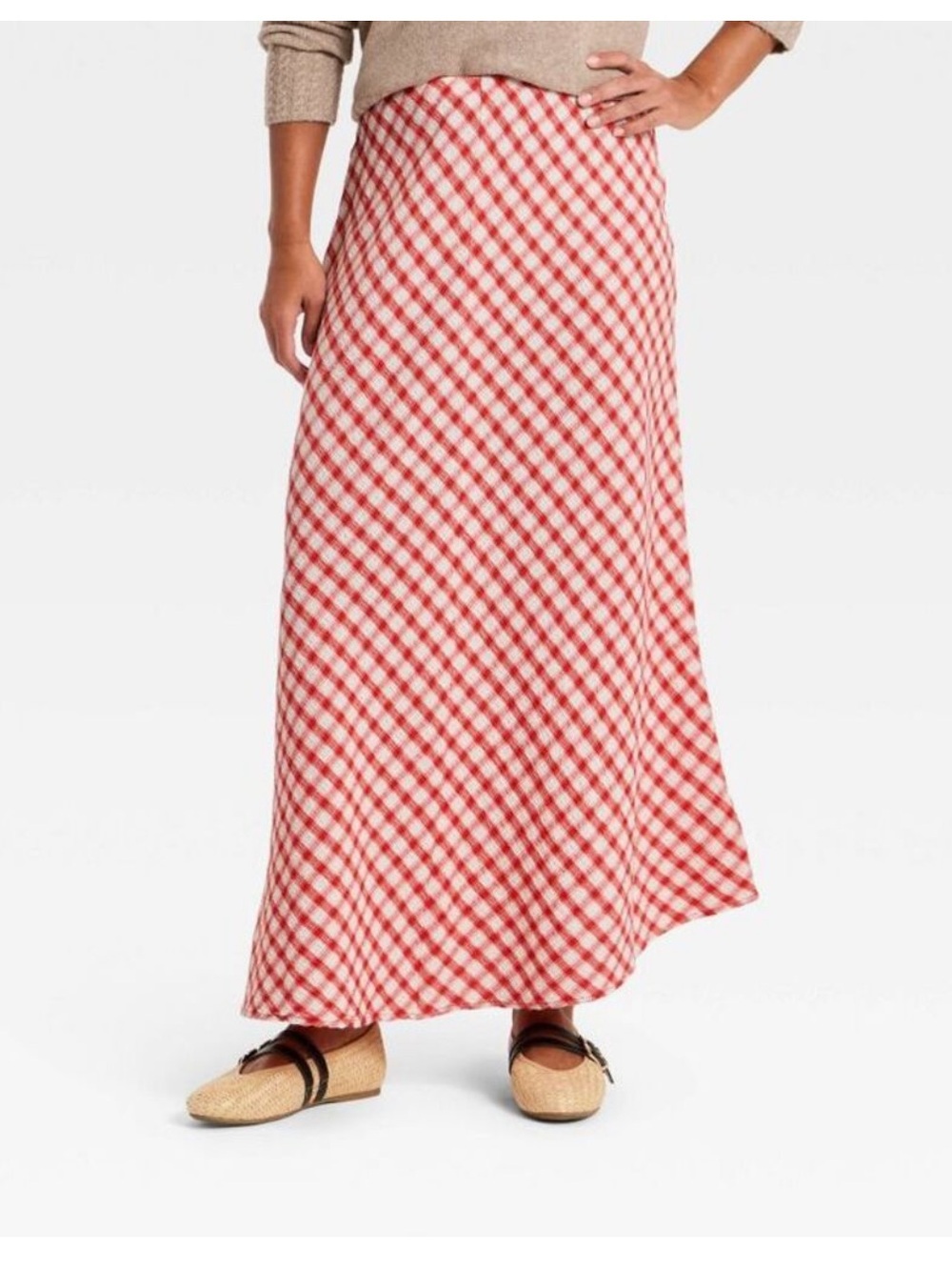 UNIVERSAL THREAD size XXLARGE Red & White Gingham Seersucker Maxi Skirt NEW!$30